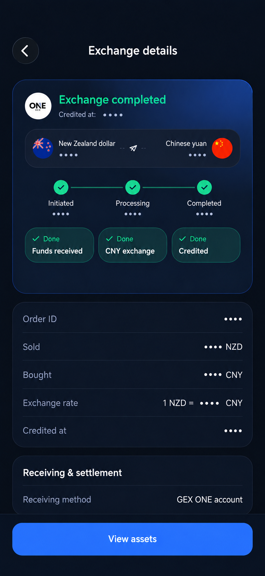 GEX One exchange details and progress
